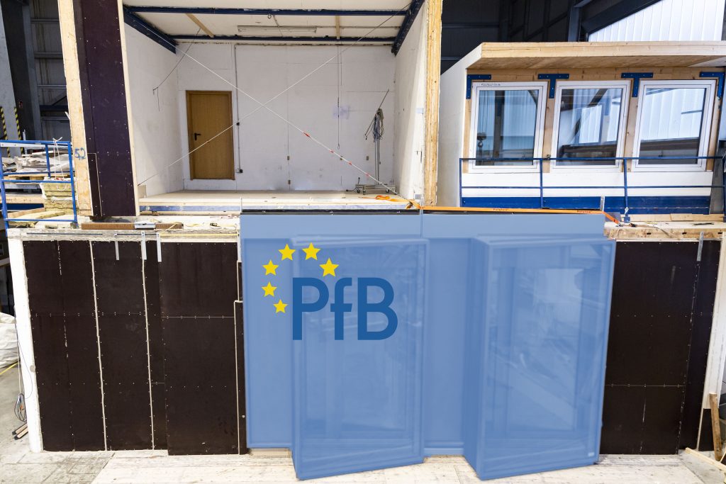 Das PfB Prüfzentrum für Bauelemente ein halbes Jahr nach Erweiterung des Bereichs Bauakustik mit zusätzlichen Prüfmöglichkeiten